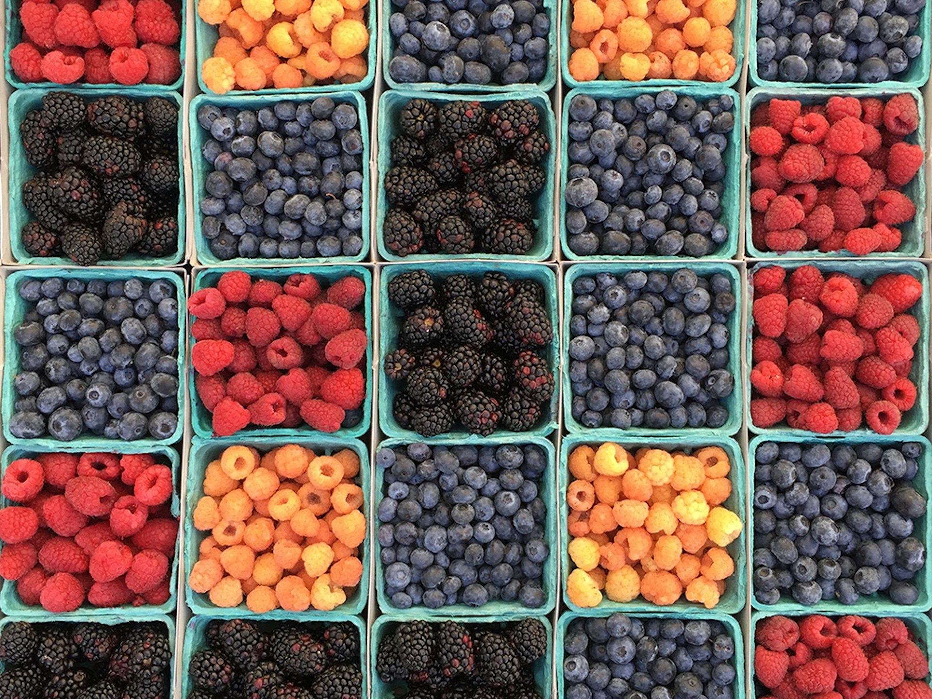 25 punnets of brightly coloured berries
