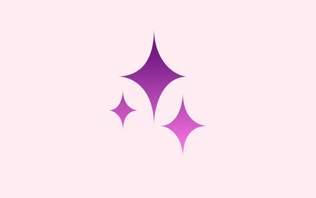 Pink background with three purple diamond-like objects 