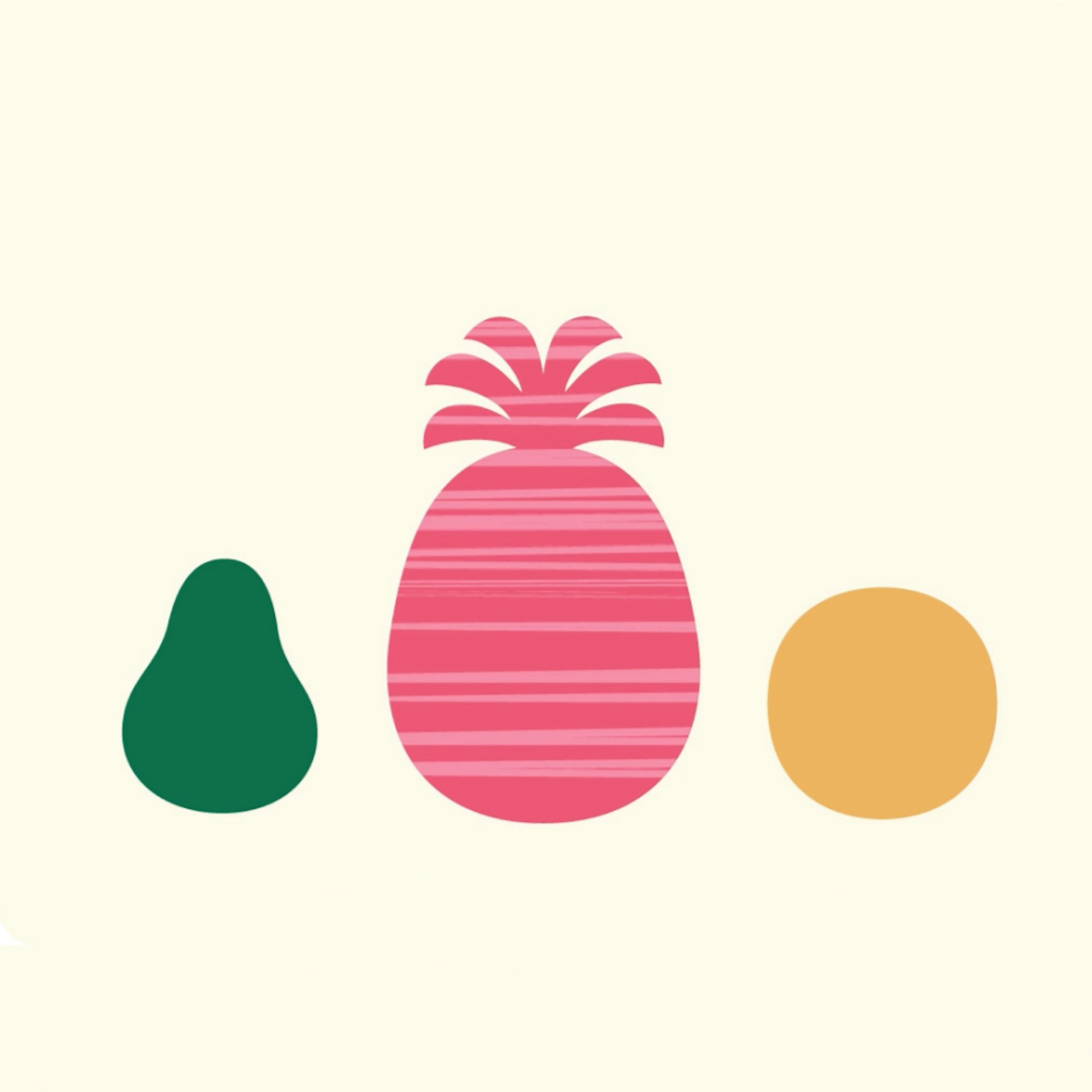 Colourful illustrated fruit on a beige background.
